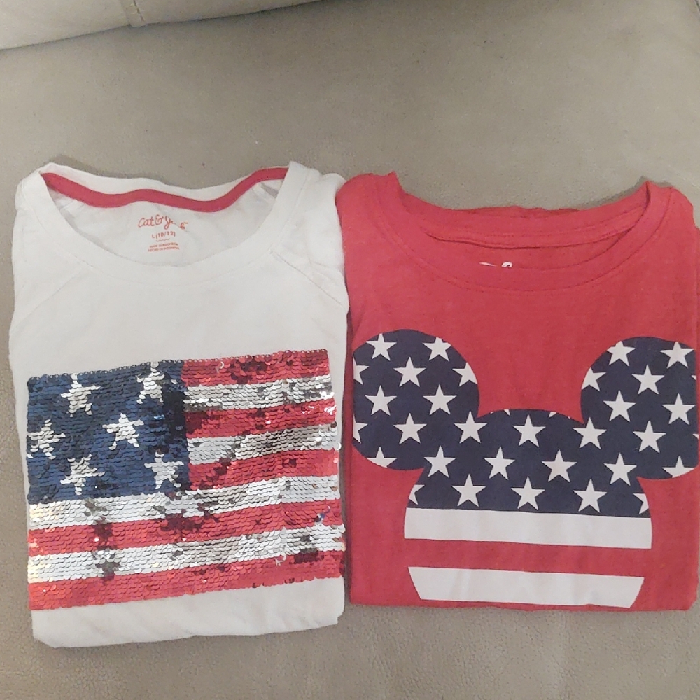 Cat & Jack Girl's Red and White Graphic Tees